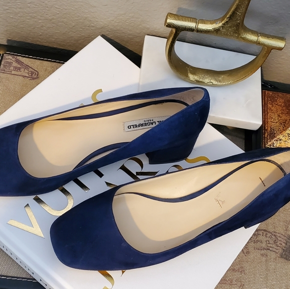 Karl Lagerfeld Suede Low Heel Shoes 8M. - Picture 2 of 6